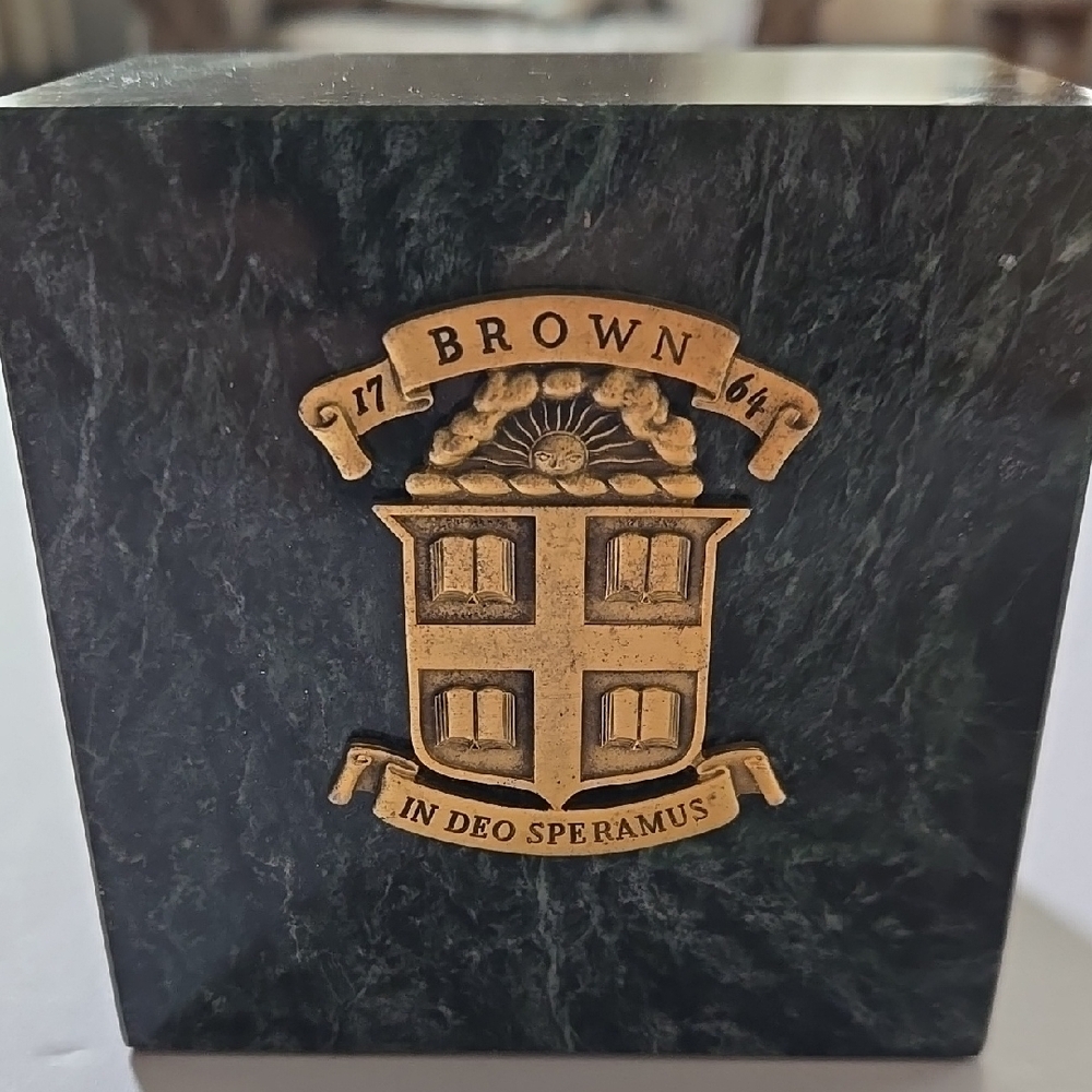 Vintage Brown University Marble Paperweight